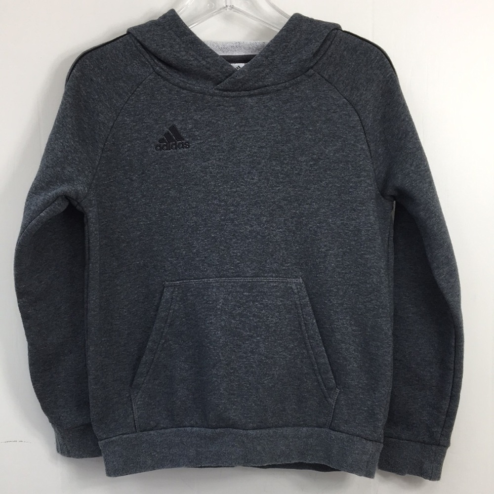 Adidas Boys Gray Fleece Lined Long Sleeve Hoodie Size S 9/10 EXCELLENT Condition